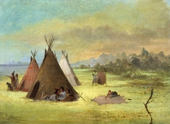 Indian Encampment, Comanche (or Kiowa) Dressing Skins, Red River