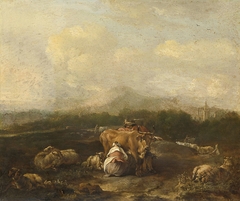 Italian Landscape with Cows by Nicolaes van Helt Stockade