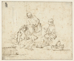 Jozef in de gevangenis verklaart de dromen van de schenker en de bakker by Rembrandt