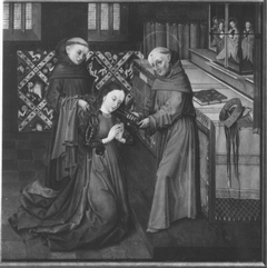Klarenaltar: Die hl. Klara wird vom hl. Franziskus als Nonne eingekleidet by Master of the Bamberg Saint Clare Altar