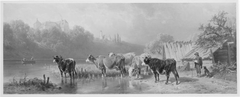 Kühe am Ufer by Friedrich Voltz
