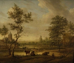 Landscape with figures by Cornelis van der Meulen