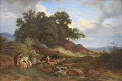 Landscape with rainbow (Bohemian pastoral landscape) by Ludwig Richter