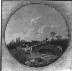 Landschaft mit Brücke, Vieh und Hirt by Georges-Frédéric Meyer