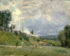 Le talus de chemin de fer à Sèvres by Alfred Sisley
