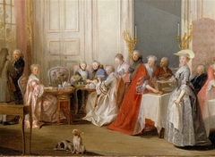 Le Thé à l'anglaise dans le salon des quatre glaces au temple, avec toute la cour du prince de Conti, écoutant le jeune Mozart by Michel-Barthélémy Ollivier