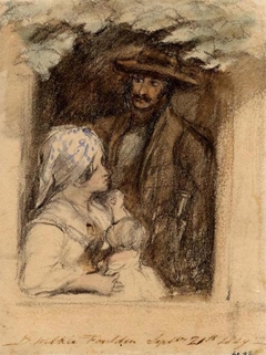 Man With Woman And Child At Window by Sir David Wilkie RA - Sir David Wilkie - ABDAG003542
