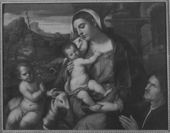 Maria mit dem Kinde, dem Johannesknaben und einem Stifter (Umkreis) by Bonifazio Veronese