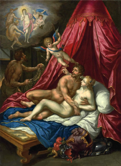 Mars and Venus surprised by Vulcan, Cupid and Apollo by Hendrick de Clerck