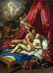 Mars and Venus surprised by Vulcan, Cupid and Apollo