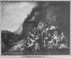Moses schlägt Wasser aus dem Felsen by Frans Francken the Younger