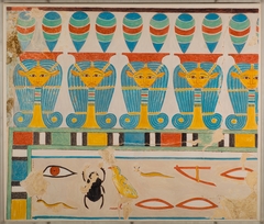Painted Restoration of the Hathor-Head Frieze in the Tomb of Senenmut by Nina M Davies