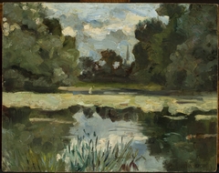 Park landscape with a pond by Jan Stanisławski