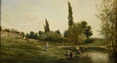 Paysage avec laveuses by Charles-François Daubigny