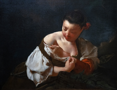 Peasant Girl Catching a Flea by Giovanni Battista Piazzetta