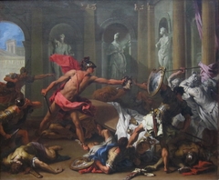 Perseo affronta Fineo con la testa di Medusa