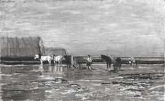 Pferde im Wattenmeer by Maria von Parmentier