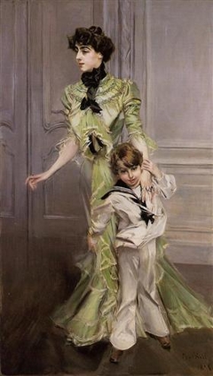 Portrait de Pauline Hugo avec son fils Jean