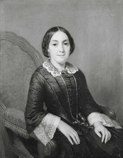 Portret van Catharina Leons (1816-1865), echtgenote van Carel Hanau by Hendricus Joannes Petrus Hanau