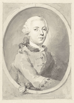 Portret van Willem V, Prins van Oranje-Nassau, naar rechts, in ovaal by Aert Schouman