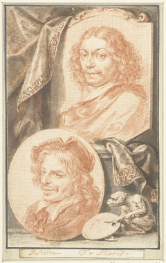 Portretten van Jan Steen en Frans van Mieris by Jacob Houbraken