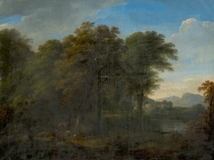 Romantic Landscape with Figural Stafagge by Anonymous