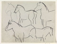 Schetsblad met studies van paarden by Leo Gestel