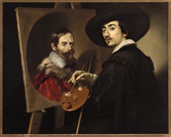 Self-Portrait with a Portrait on an Easel by Nicolas Régnier