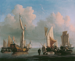 Ships off the coast by Willem van de Velde the Younger