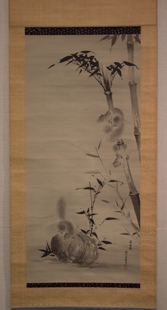 Squirrels on Bamboo and Rock by Kanō Osanobu