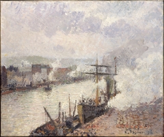 Steamboats in the Port of Rouen by Camille Pissarro