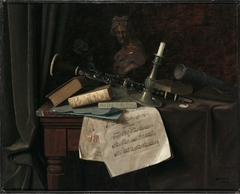 Still Life with Pewter Candlestick and Clarinet by William Harnett