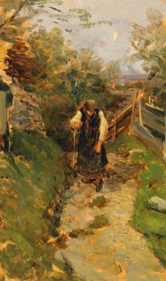 Study of a peasant woman returning home by Olga Wisinger-Florian