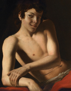 Study of a young man half-length (St. John the Baptist or Bacchus?) by Battistello Caracciolo