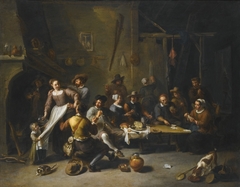 Tavern with merrymakers and card players by Willem van Herp