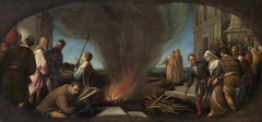 Thamar wird zum Scheiterhaufen geführt by Jacopo Bassano