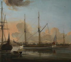 The 'Charlotte of Chittagong' and other vessels at anchor in the River Hoogli by Frans Balthazar Solvyns