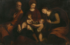 The Holy Family with Saints John and Catherine by Andrea Schiavone