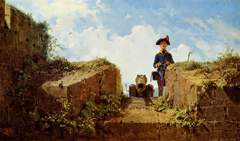 The Sentry, knitting by Carl Spitzweg