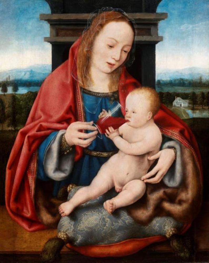 The Virgin with the Infant Christ Drinking Wine