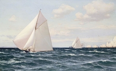 The Yachts 'Britannia' and 'Ailsa' off the Needles, Isle of Wight
