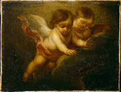 Two Child Angels Contemplating the Crown of Thorn by Anonymous