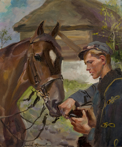 Uhlan at a Horse by Wojciech Kossak