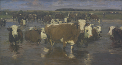 Viehherde im Wasser by Viktor Weißhaupt