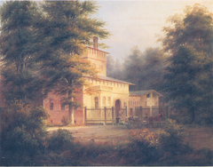 view of the forester's house in the park of Potsdam by Carl Daniel Freydanck