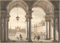 View through a Baroque Colonnade into a Garden