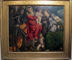 Virgin and Child, with Saints George and Catherine of Alexandria, and a Putto by Domenico Campagnola