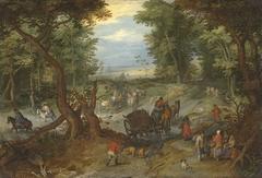 Waldstraße mit Reisenden (Werkstatt) by Jan Brueghel the Elder