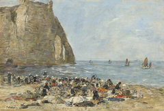 Washerwomen on the Beach of Etretat by Eugène Boudin