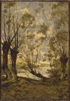''Willows on the Banks of the Loire'' by Henri Harpignies